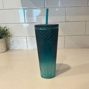 Starbucks Teal Gradient Studded Cold Cup with Straw